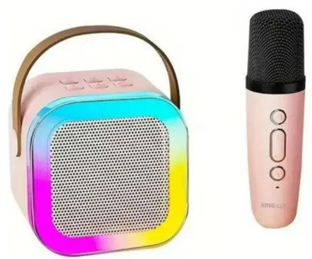 Caixa de Som Karaokê Portátil com 02 Microfones Sem Fio com Luzes LED RGB e Vozes Auto Tune