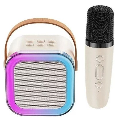 Caixa de Som Karaokê Portátil com 02 Microfones Sem Fio com Luzes LED RGB e Vozes Auto Tune - Imagem 2