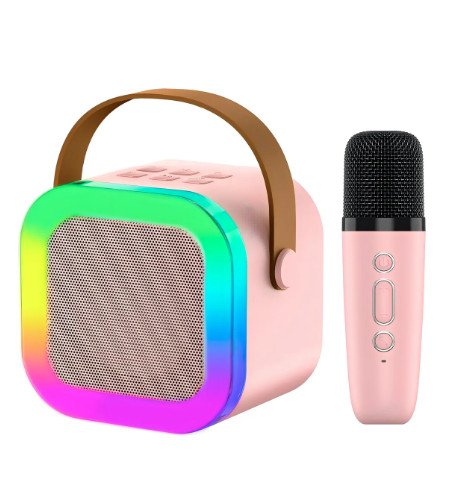 Caixa de Som Karaokê Portátil com 02 Microfones Sem Fio com Luzes LED RGB e Vozes Auto Tune - Imagem 3