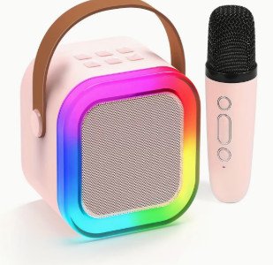 Caixa de Som Karaokê Portátil com 02 Microfones Sem Fio com Luzes LED RGB e Vozes Auto Tune - Imagem 4
